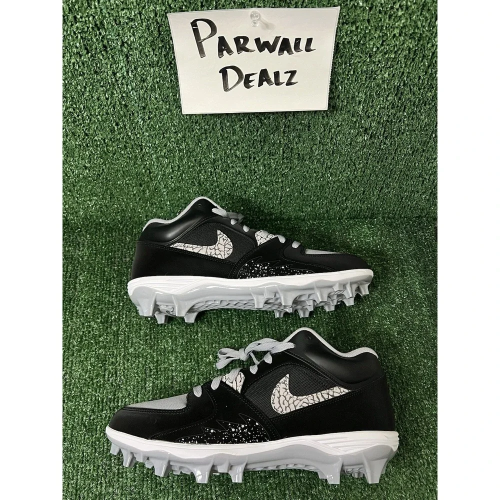 Nike Air Jordan Stadium 90 Low TD Black Cement Football Cleats Sz 10 HQ0210-060
